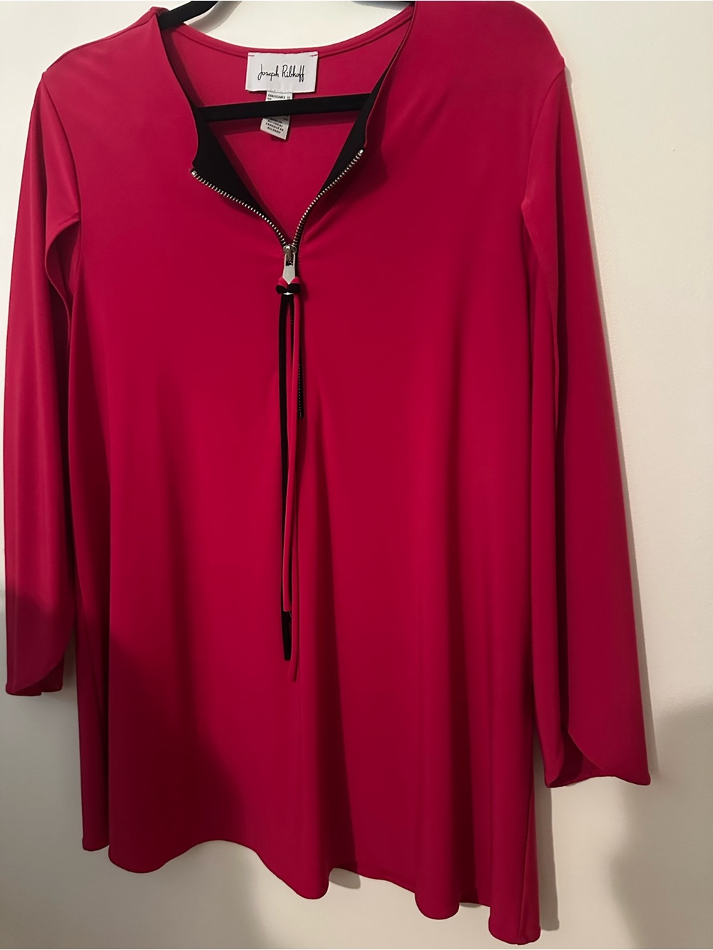 Joseph Ribkoff Vibrant Pink Zip-Neck Blouse